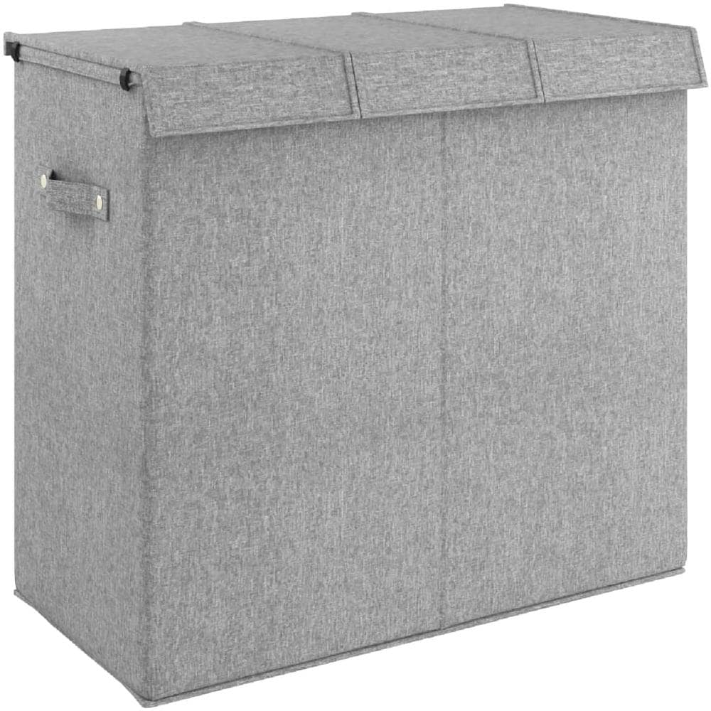 Cesto Biancheria Pieghevole Grigio 64,5x34,5x59 Cm Lino Finto - Foto 2