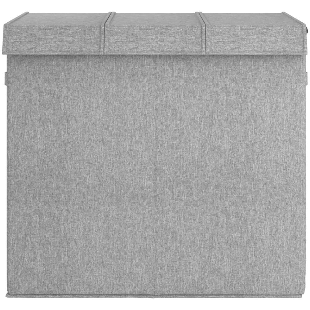 Cesto Biancheria Pieghevole Grigio 64,5x34,5x59 Cm Lino Finto - Foto 3