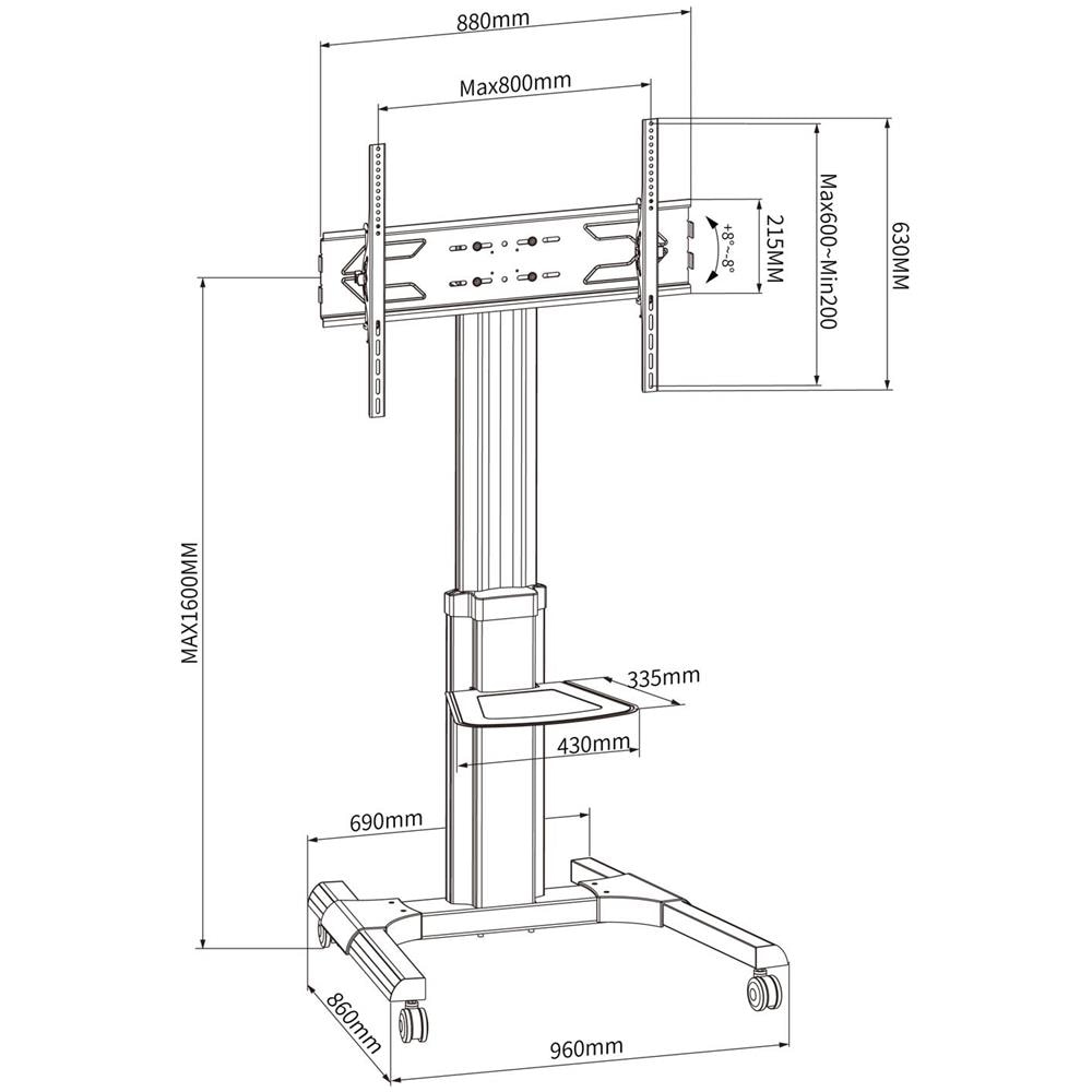 Supporto A Pavimento Con Una Mensola Trolley Tv Lcd /led /plasma 50-92'' - Foto 2
