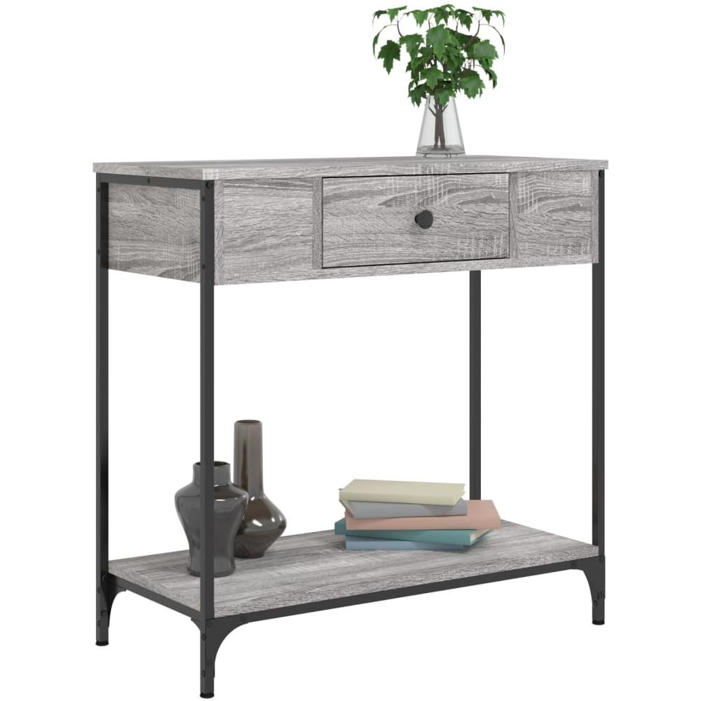 Tavolino Consolle Grigio Sonoma 75x34,5x75cm Legno Multistrato - Foto 3