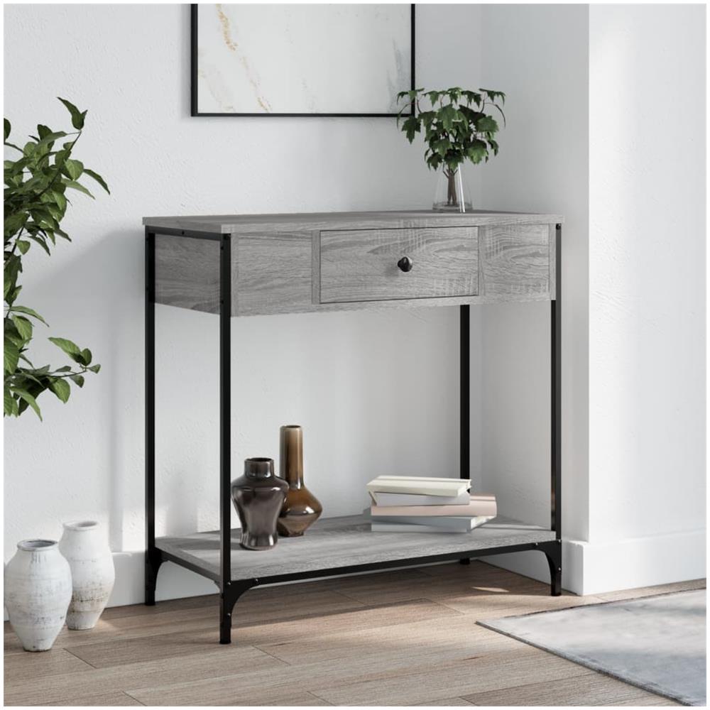 Tavolino Consolle Grigio Sonoma 75x34,5x75cm Legno Multistrato - Foto 1