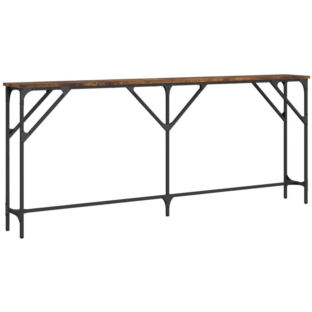 Tavolo Consolle Rovere Fumo 180x23x75 Cm In Legno Multistrato - Foto 2