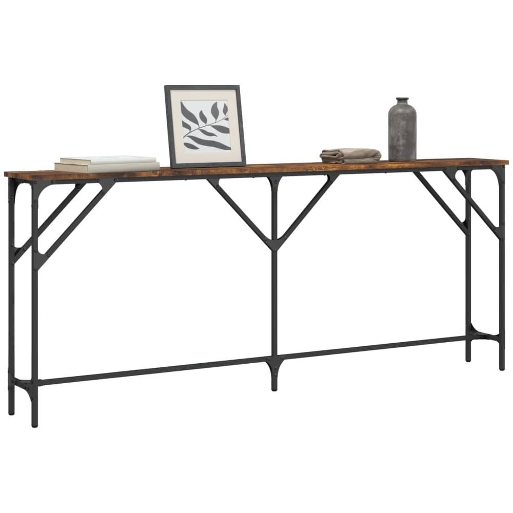 Tavolo Consolle Rovere Fumo 180x23x75 Cm In Legno Multistrato - Foto 3