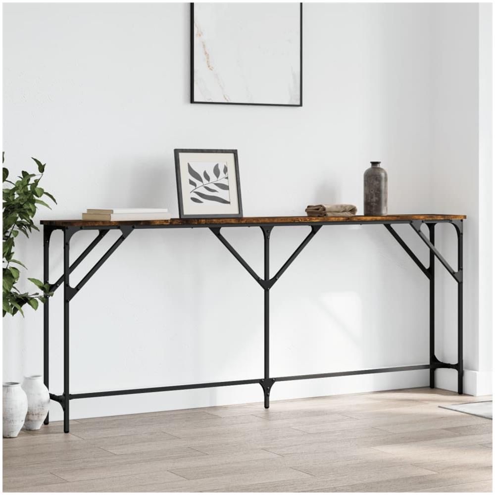 Tavolo Consolle Rovere Fumo 180x23x75 Cm In Legno Multistrato - Foto 1
