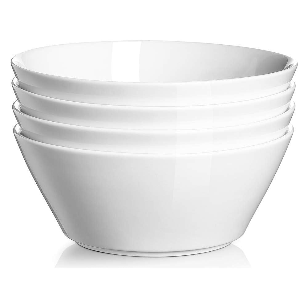 Set di 4 Ciotole Zuppa 32 OZ, Ceramica Bianca, Lavastoviglie e Microonde - Foto 1