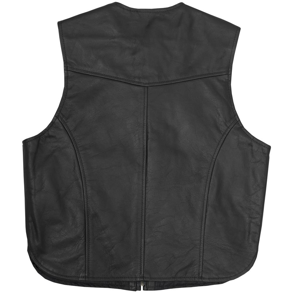 Gilet Pelle Motociclista Custom Chopper Chiusura Zip Frontale Nero M - Foto 2