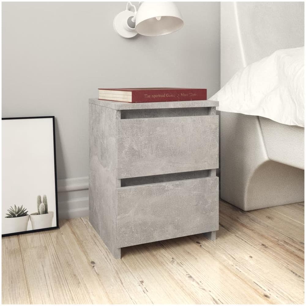 Comodini 2pz Grigio Cemento 30x30x40 cm in Legno Multistrato - Foto 1