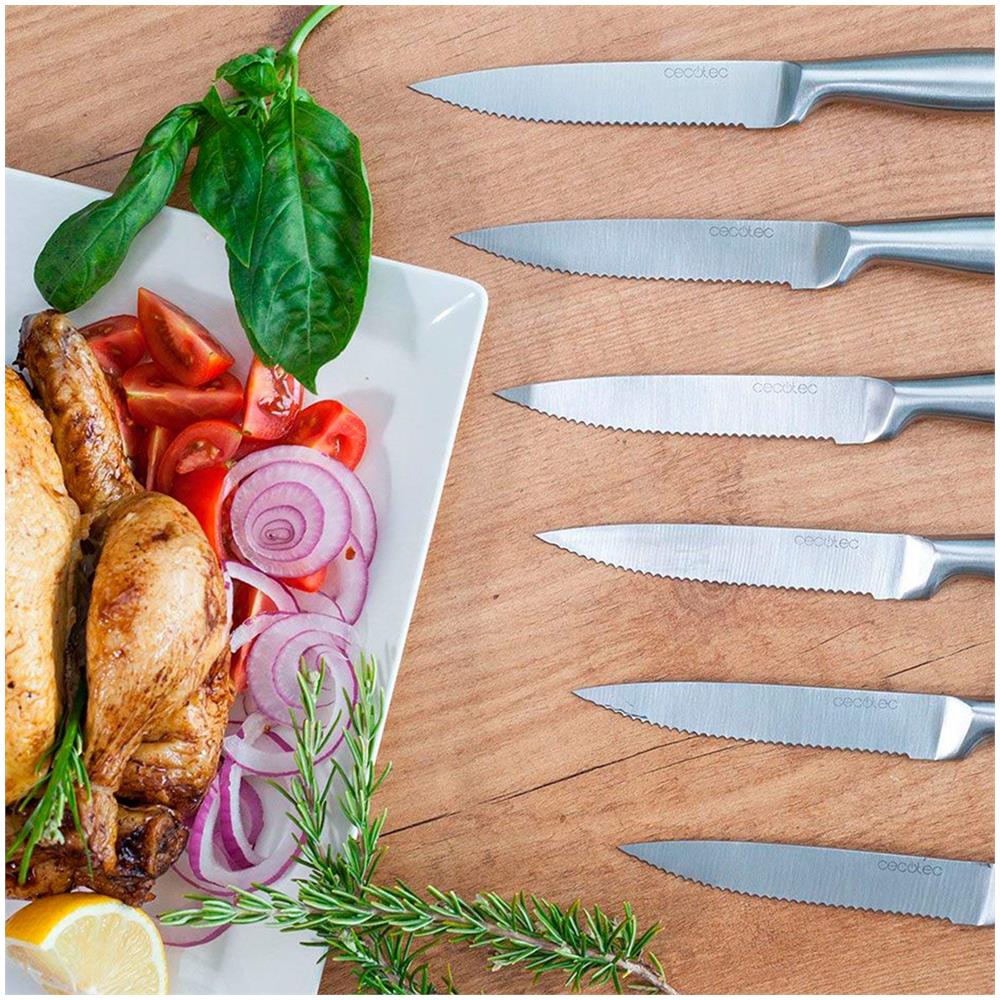 Set Di 6 Coltelli Professionali Da Bistecca Con Sega. Manico E Lama Cuochi In Una Sola Pezzo Di Acciaio. Coltelli Professionali Di Carne Di Cecotec - Foto 2