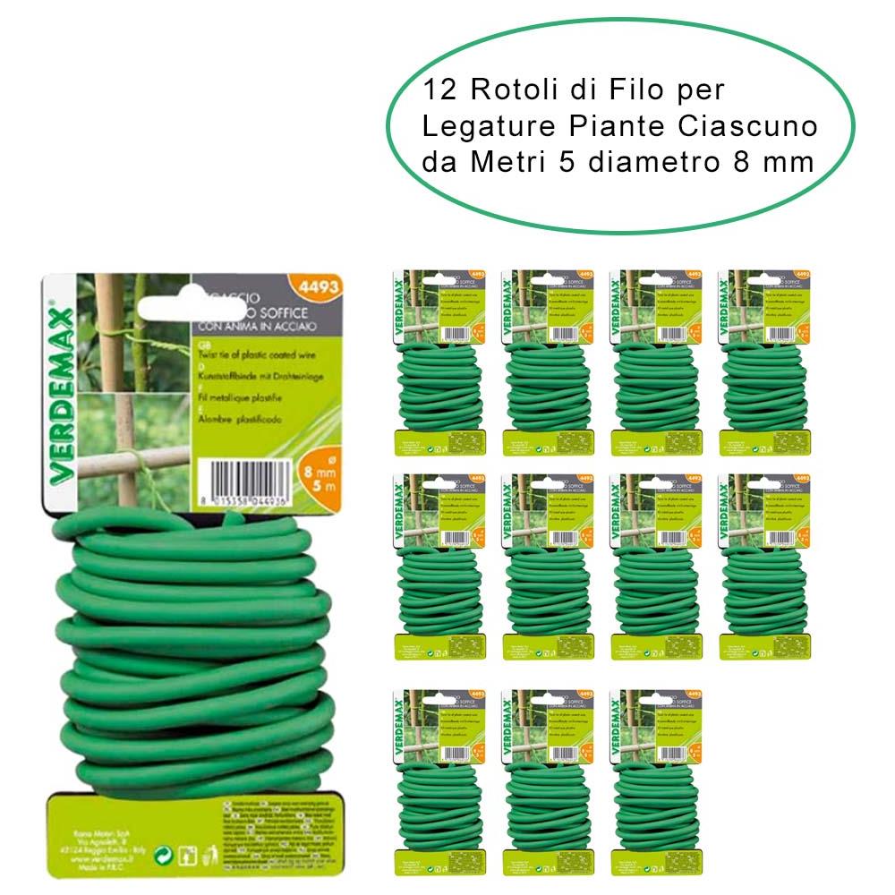 12 Rotoli Di Filo Legaccio Per Giardino & Orto Multiuso Ciascuno Da Diametro 8 Mm Metri 5 - Foto 1