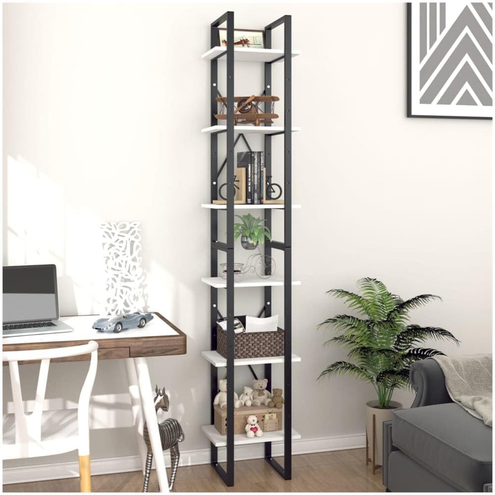 Libreria a 6 Ripiani Bianca 40x30x210 cm in Legno Multistrato - Foto 3