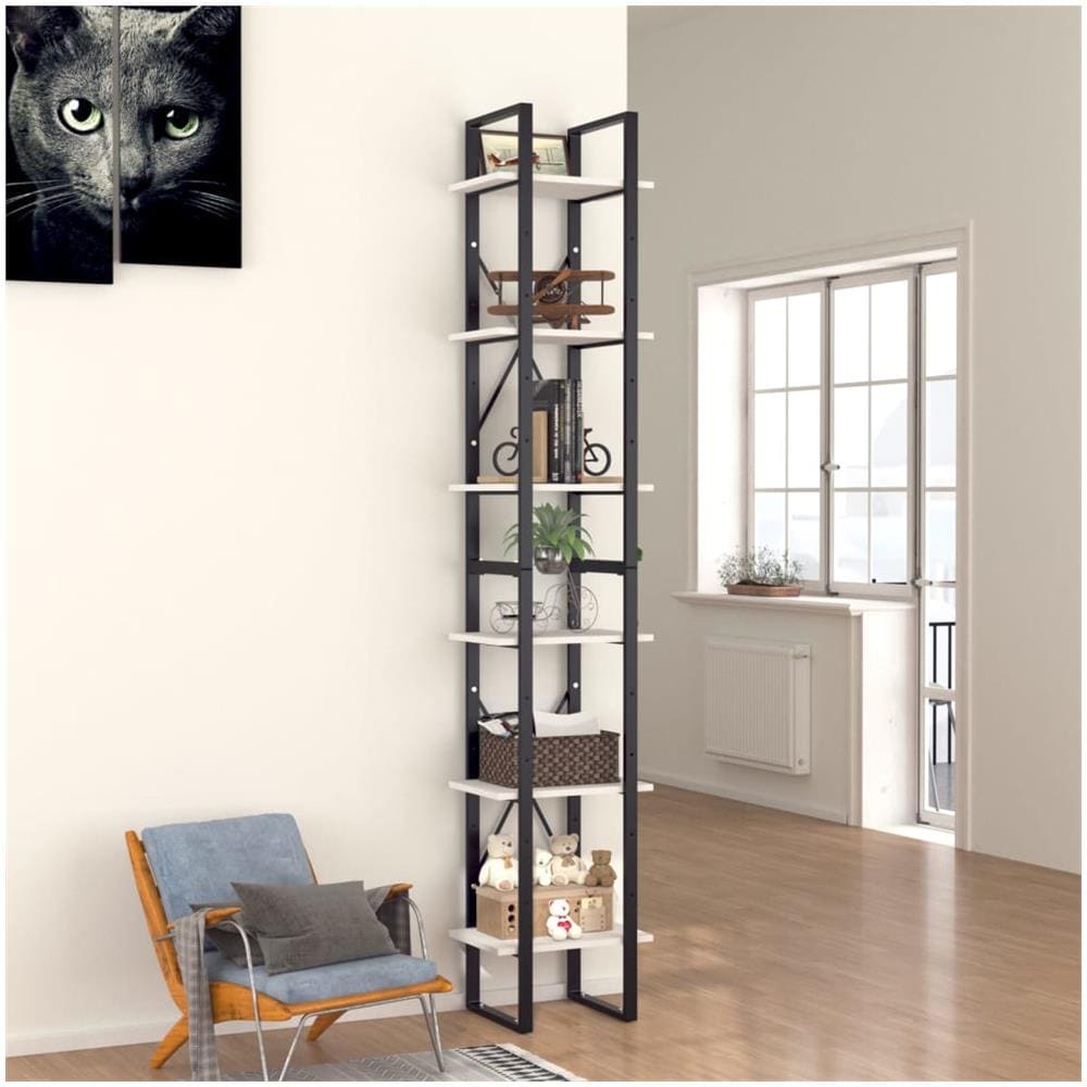 Libreria a 6 Ripiani Bianca 40x30x210 cm in Legno Multistrato - Foto 1