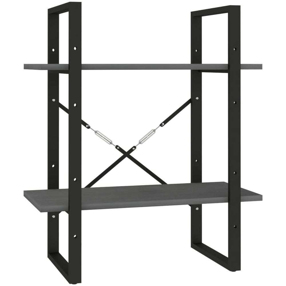 Libreria A 2 Ripiani Grigia 60x30x70 Cm In Massello Di Pino - Foto 1