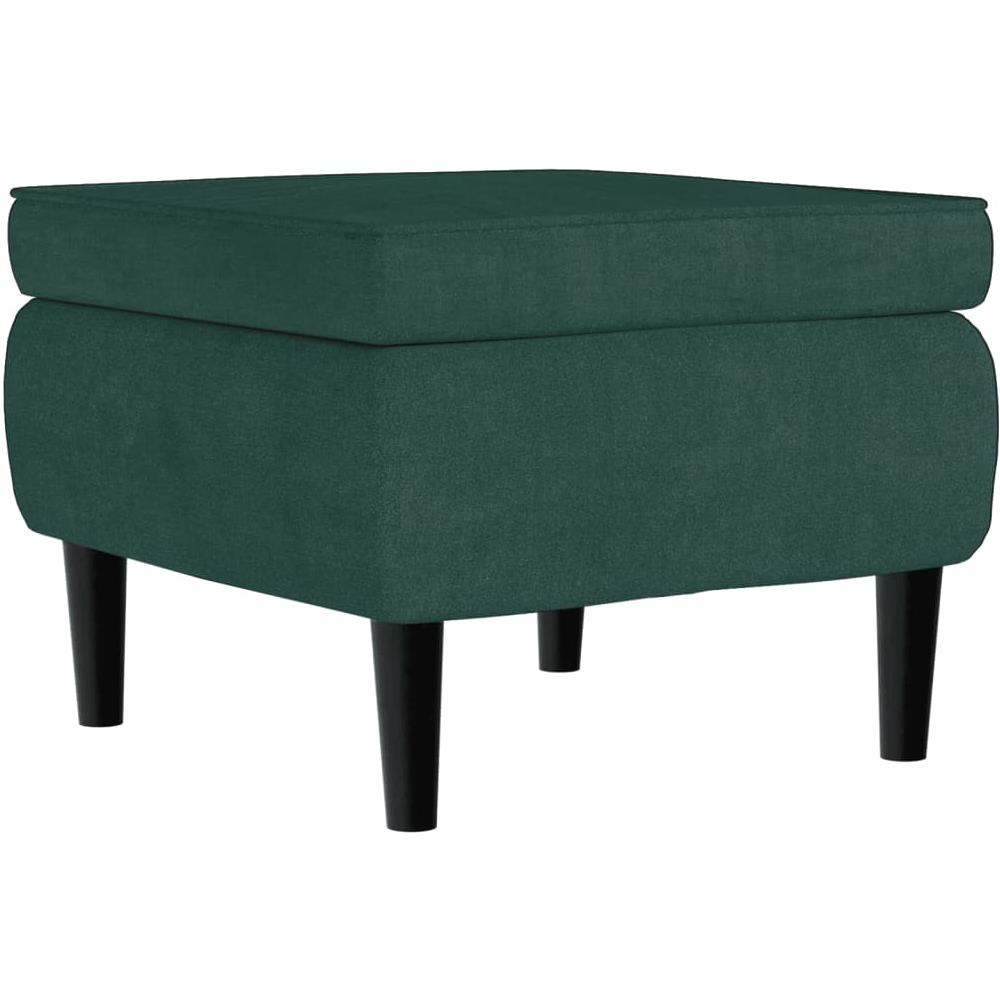 Poggiapiedi Con Gambe In Legno Verde Scuro In Velluto - Foto 1