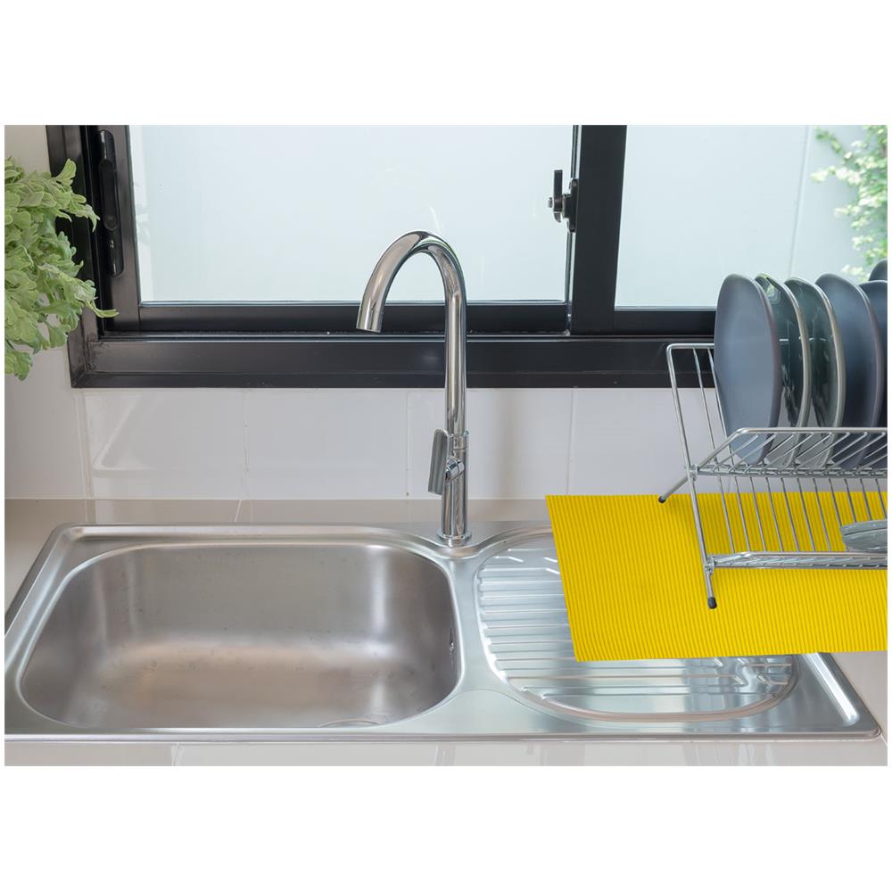 Tappetino Gommato Antiscivolo Multiuso Per Cassetti E Superfici Colore Giallo 65x300cm Giallo - Foto 2