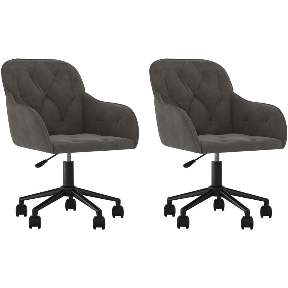 Sedie Da Pranzo Girevoli 2 Pz Grigio Scuro In Velluto - Foto 2