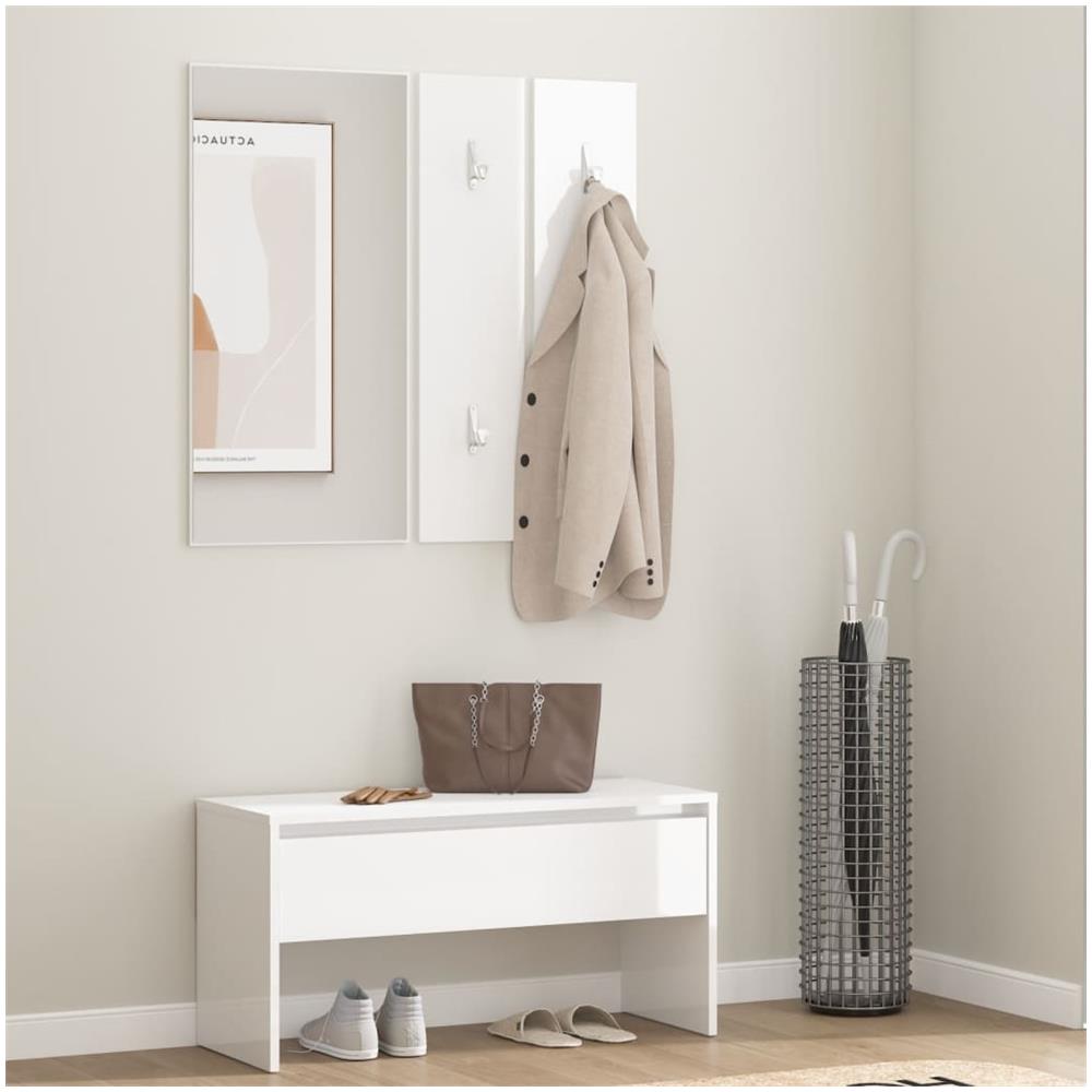 Set Di Mobili Da Corridoio Bianco Lucido In Legno Multistrato - Foto 1