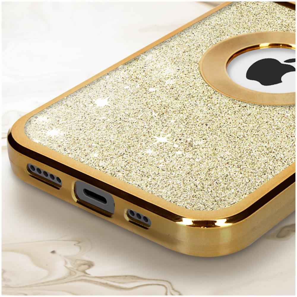 Cover Per Iphone 12 Pro Glitter Rimovibile Silicone Gel Serie Protecam Spark Oro - Foto 2