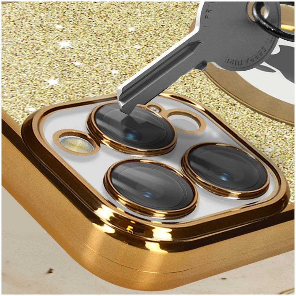 Cover Per Iphone 12 Pro Glitter Rimovibile Silicone Gel Serie Protecam Spark Oro - Foto 5
