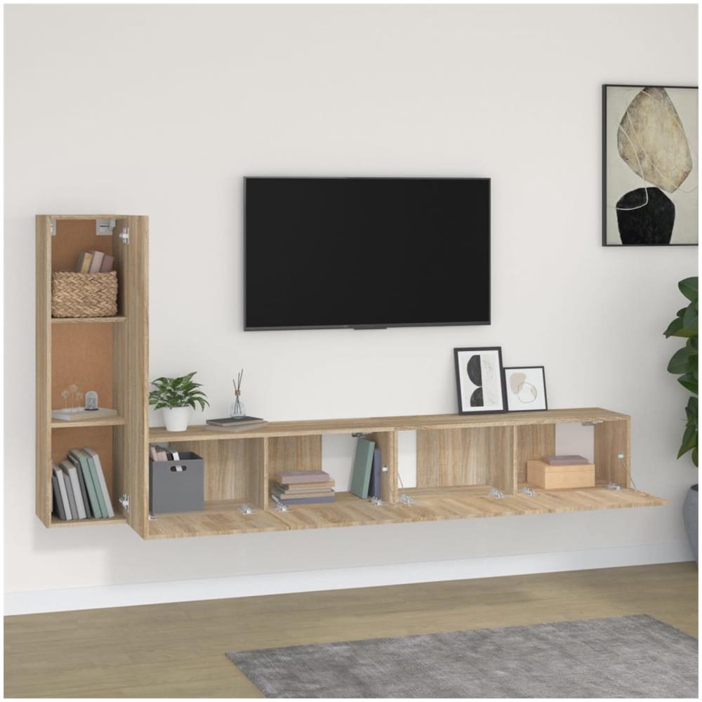 Set Di Mobili Porta Tv 3 Pz Rovere Sonoma In Legno Multistrato - Foto 3