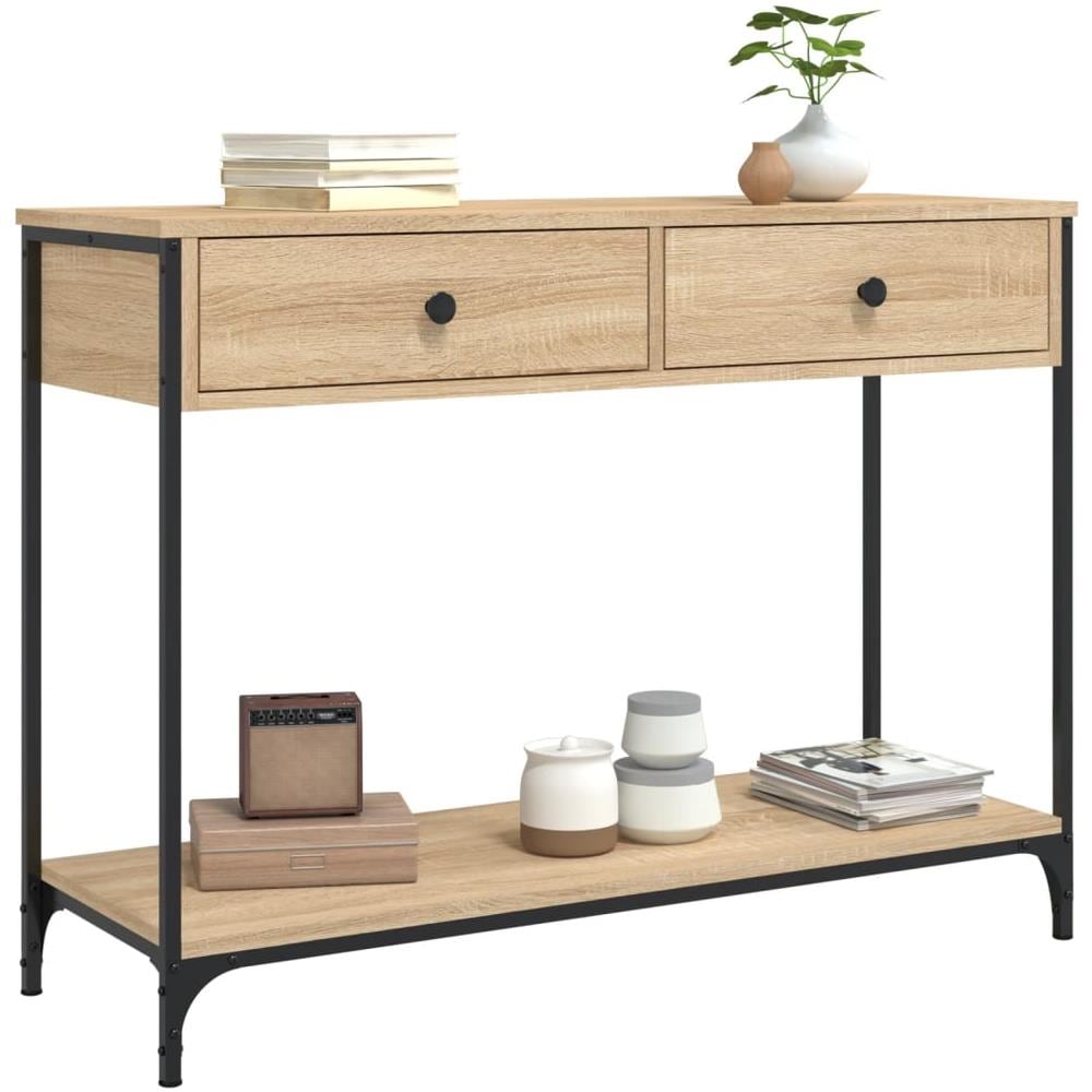 Tavolino Consolle Rovere Sonoma 100x34,5x75cm Legno Multistrato - Foto 3