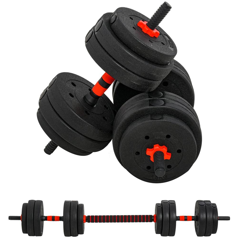 Set 2 Manubri Convertibili in Bilanciere, 25kg Totali con 12 Dischi Pesi Acciaio e Plastica Allenamento a Casa - Foto 1
