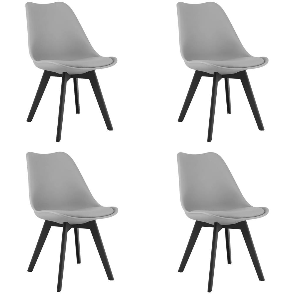 Sedia RIXK - Grigio con gambe nere x 4 - Foto 1