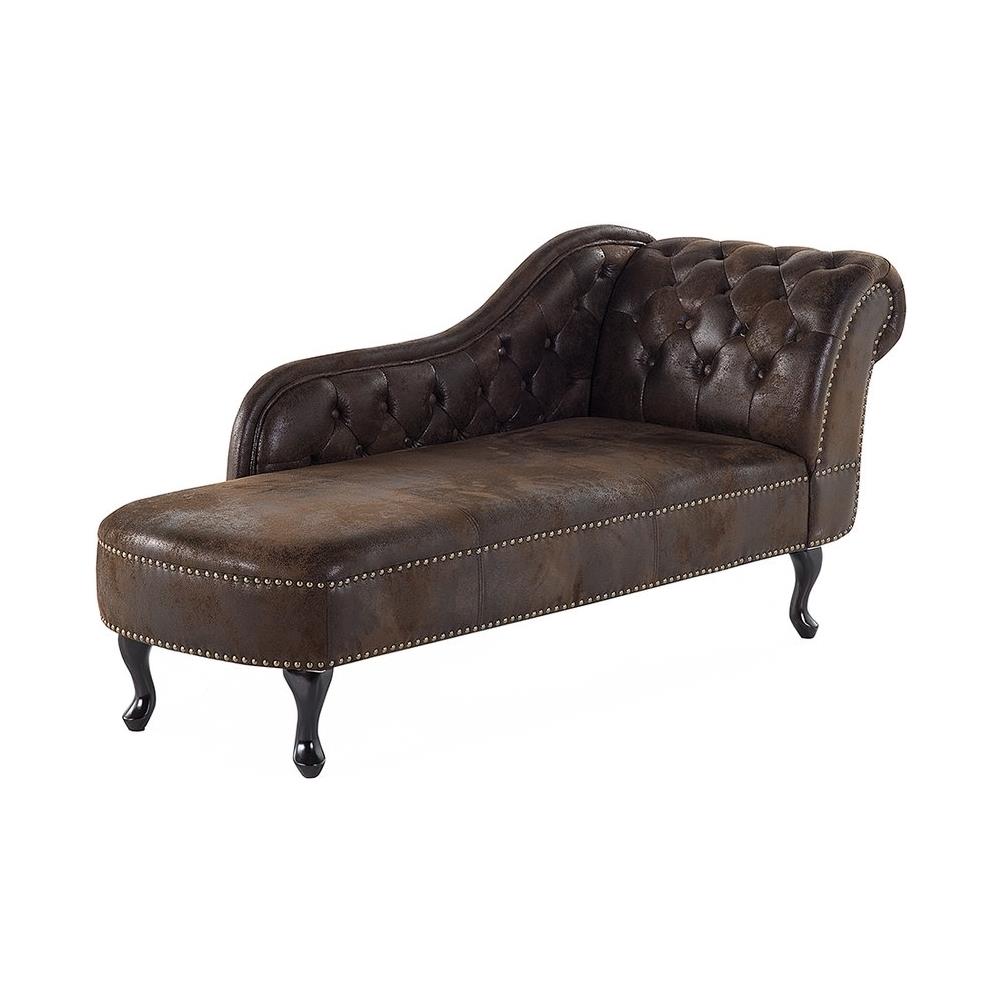 Chaise Longue Vintage Destra In Pelle Sintetica Marrone Nimes - Foto 1