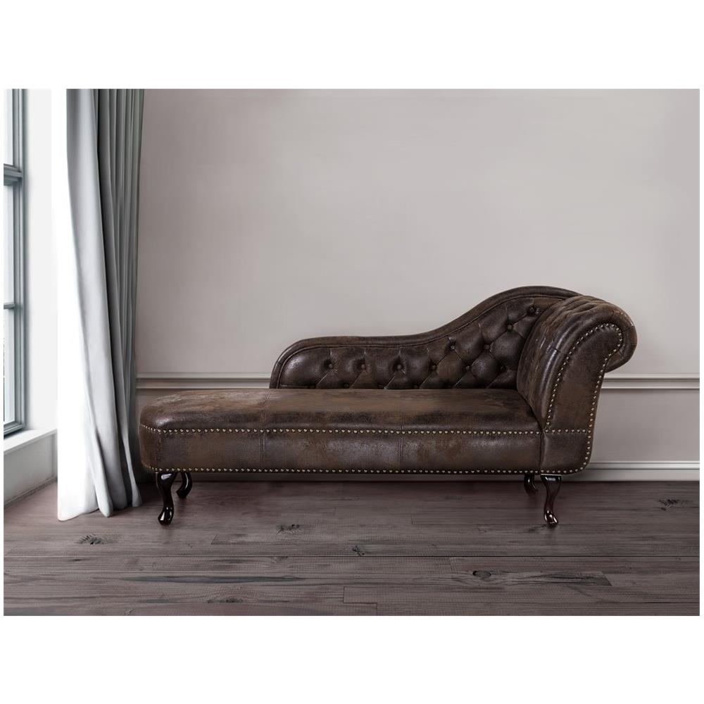 Chaise Longue Vintage Destra In Pelle Sintetica Marrone Nimes - Foto 2
