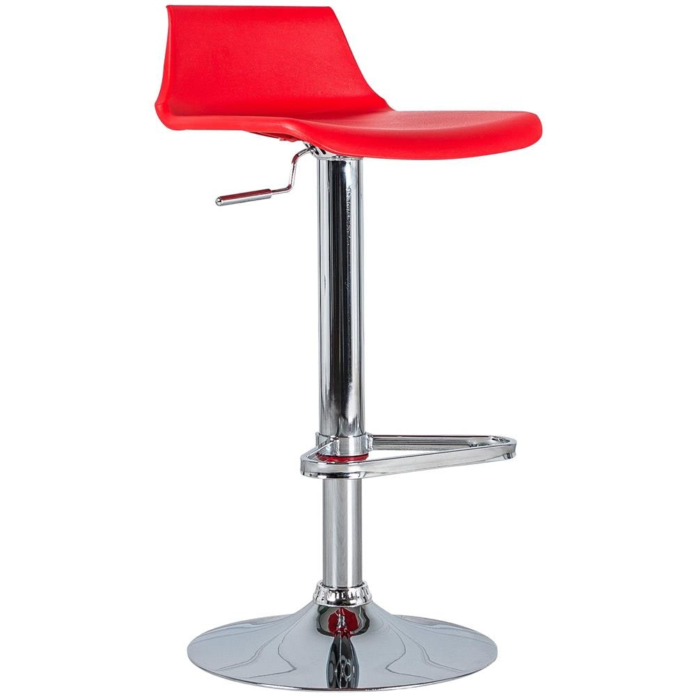 Sgabello Cromo Da Bar Con Seduta Rossa E Alzata A Gas Fred - Foto 1