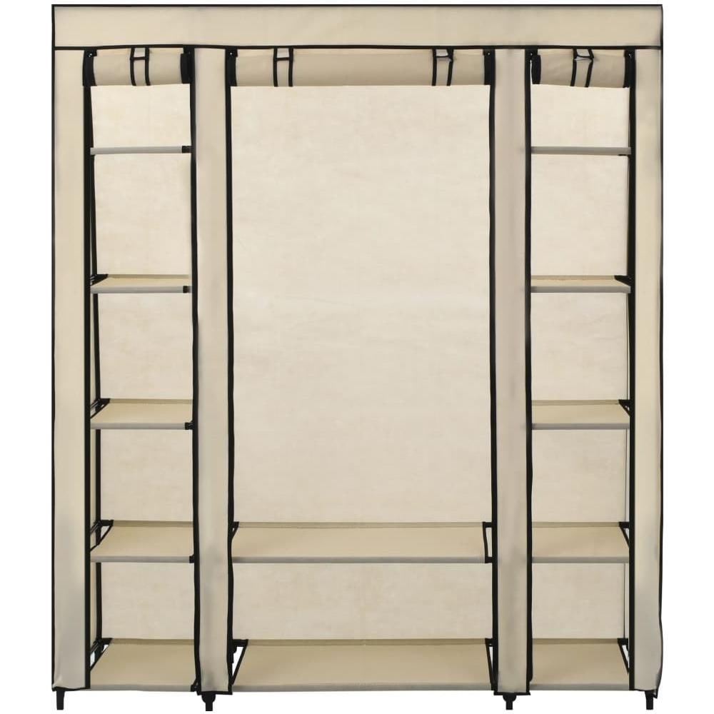 Armadio Con Scomparti E Aste Crema 150x45x176 Cm In Tessuto - Foto 2