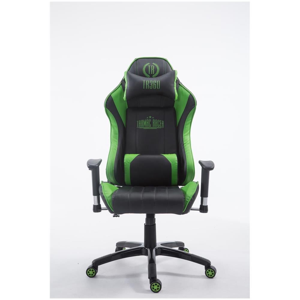 Sedia Ufficio Racing Shift XL in Similpelle I Poltrona Pc Gaming Carico Max 150 kg I Poltrona Set-Up Gamer Doppio Cuscino Nero Verde Senza Poggiapiedi - Foto 2