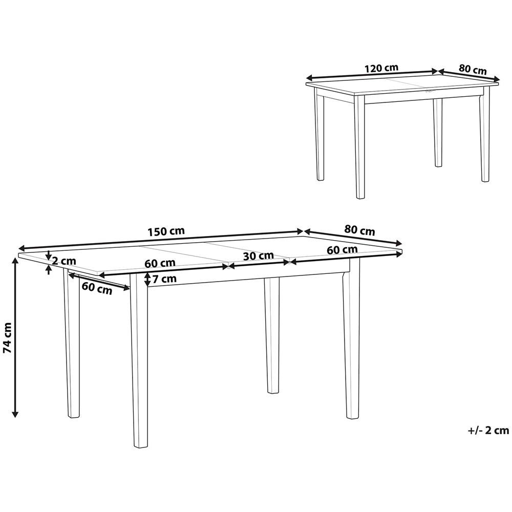 Tavolo Da Pranzo Allungabile In Legno Chiaro E Nero 120/150 X 80 Cm Houston - Foto 2