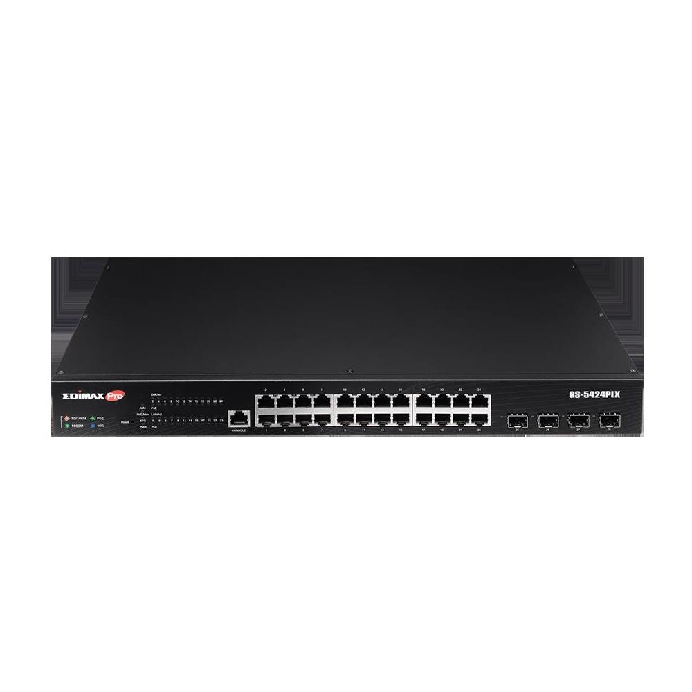 Switch di Rete GS-5424PLX 24+4 Porte 10 / 100 / 1000 MBit /s Funzione PoE Colore Nero - Foto 1