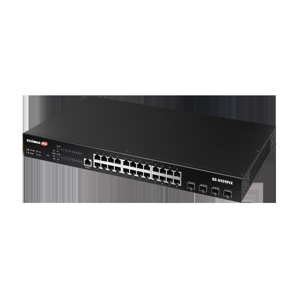 Switch di Rete GS-5424PLX 24+4 Porte 10 / 100 / 1000 MBit /s Funzione PoE Colore Nero - Foto 2