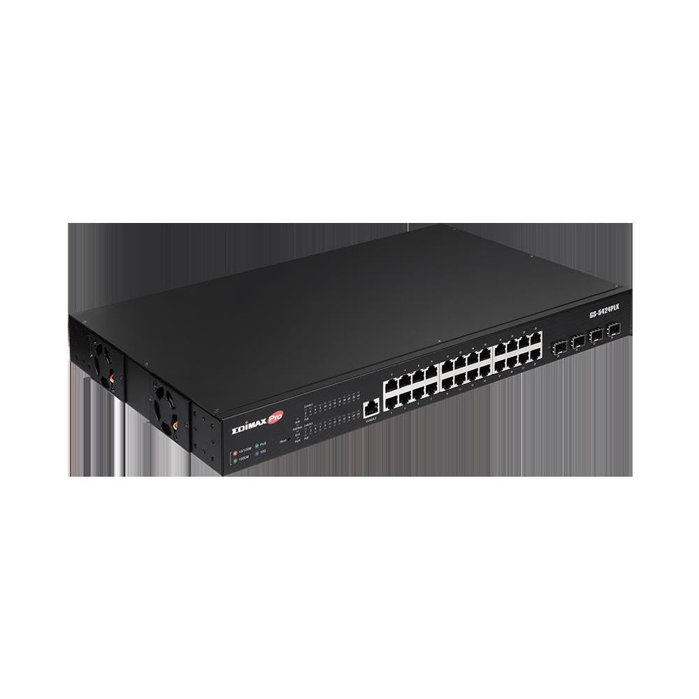Switch di Rete GS-5424PLX 24+4 Porte 10 / 100 / 1000 MBit /s Funzione PoE Colore Nero - Foto 3