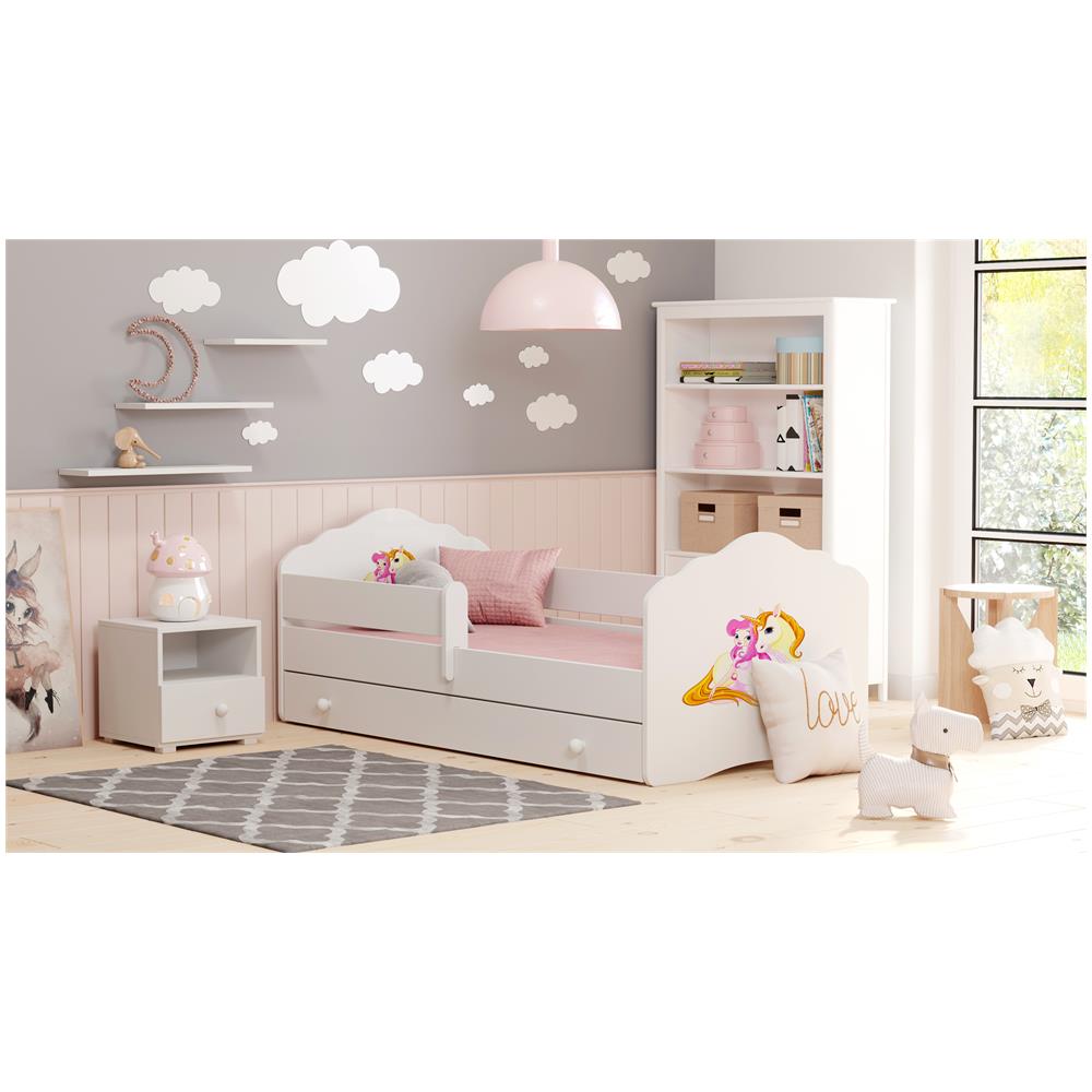 Letto Per Bambini Fala 140x70 Cassetto E Una Ringhiera+ Materasso E Giroletto Princess With Unicorn - Foto 2