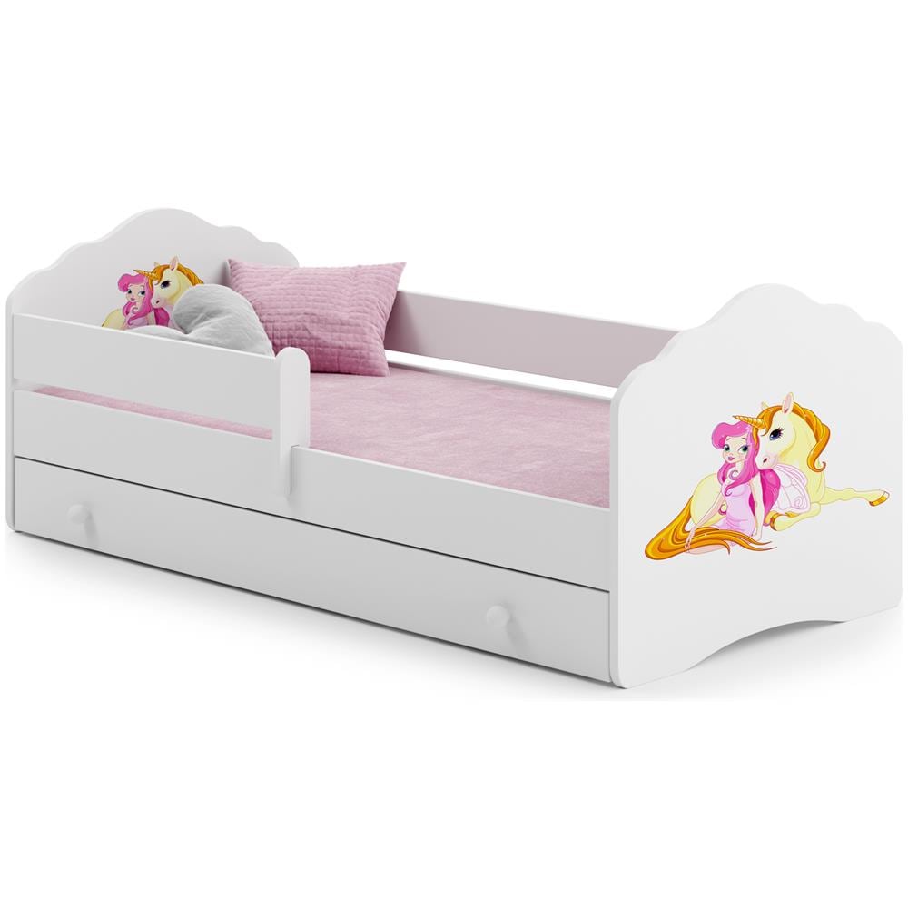 Letto Per Bambini Fala 140x70 Cassetto E Una Ringhiera+ Materasso E Giroletto Princess With Unicorn - Foto 1