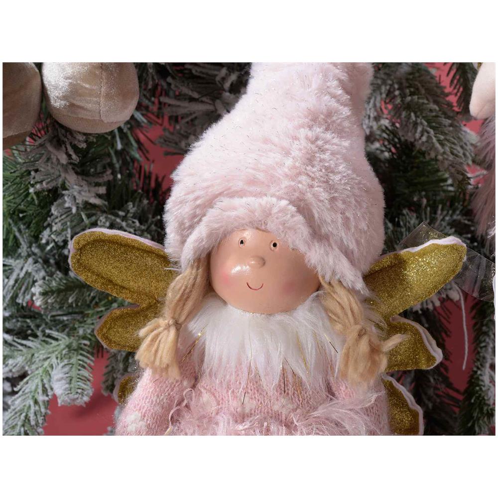 Set 2 Angioletti Natalizi Da Appoggiare In Pelliccia Sintetica Decorazioni Natalizie Per Casa Vetrine E Negozi - Foto 2