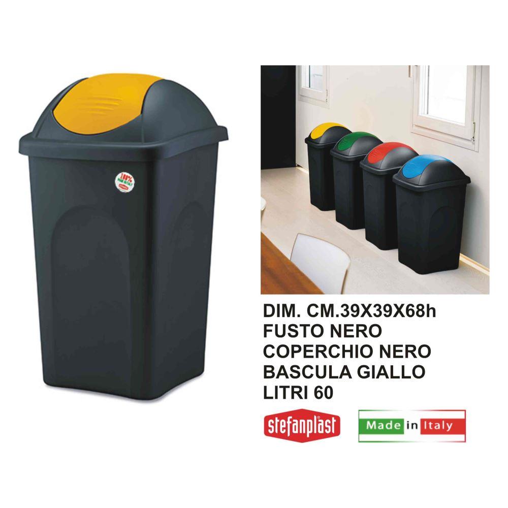 Pattumiera Basculante Lt. 60 Nero / cop. Giallo - Foto 1