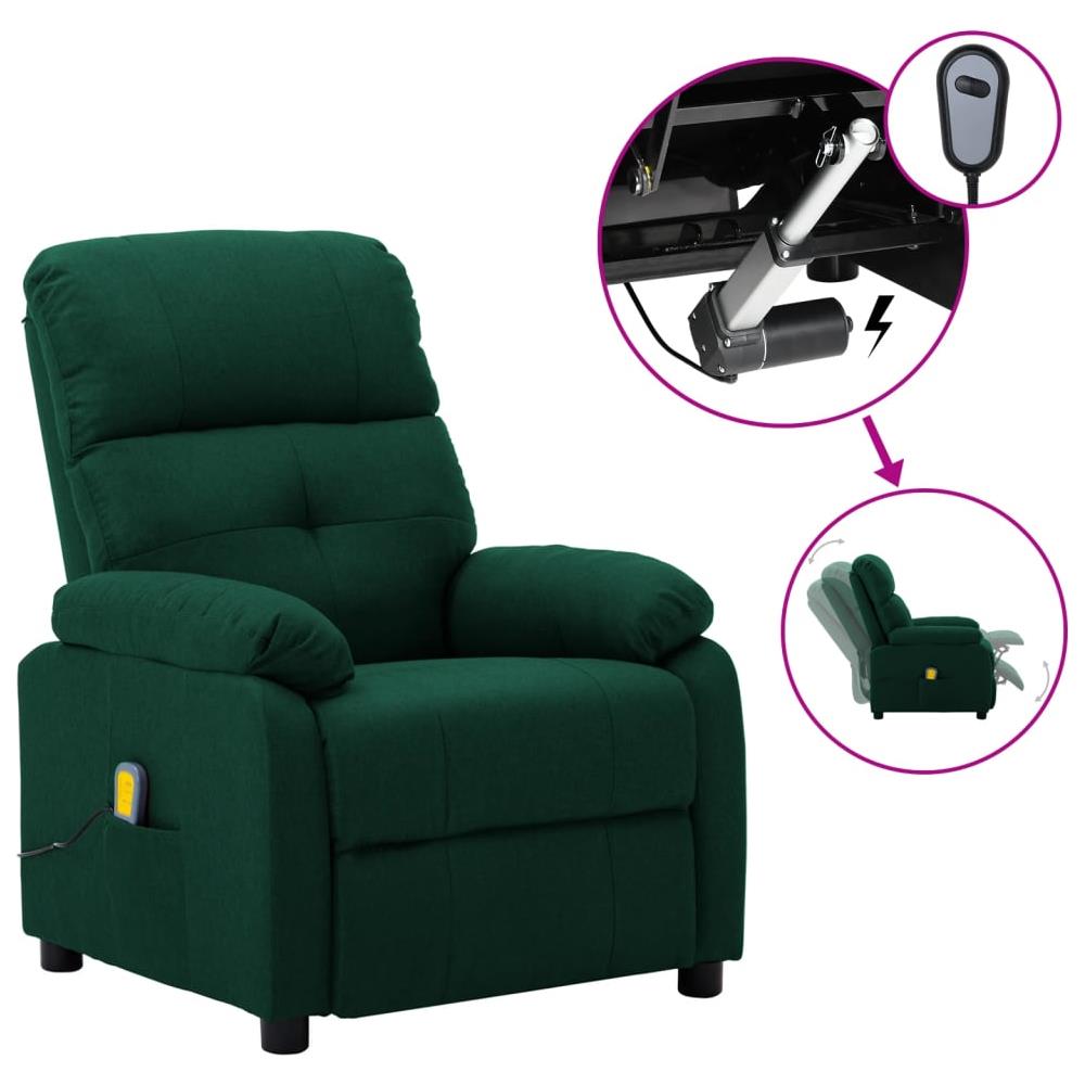 Poltrona Massaggiante Elettrica Verde Scuro in Tessuto - Foto 1