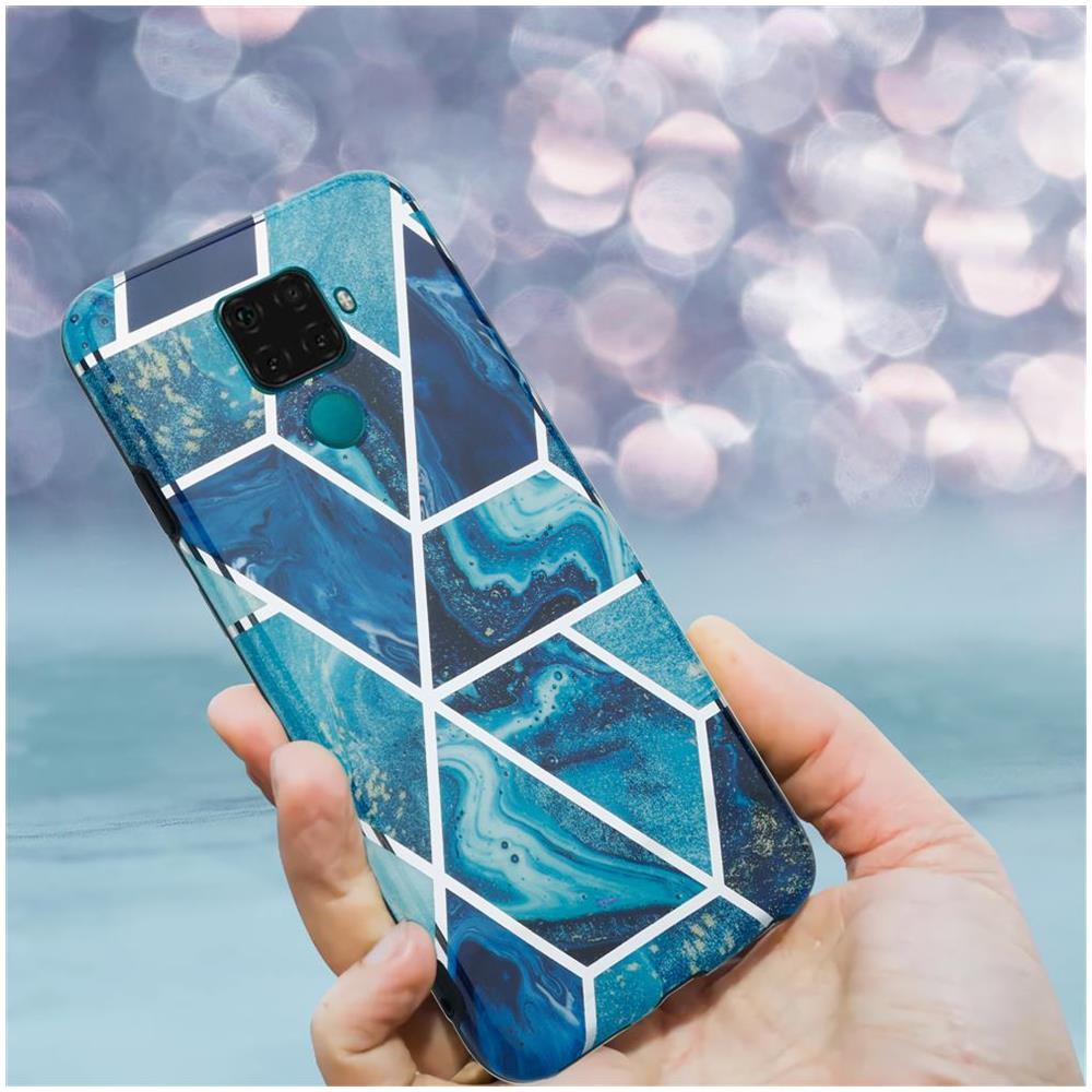 Custodia Compatibile Con Huawei Mate 30 Lite In Marmo Blue Wave No. 13 - Coperchio Protettivo In Silicone Tpu Con Motivo A Mosaico - Foto 8