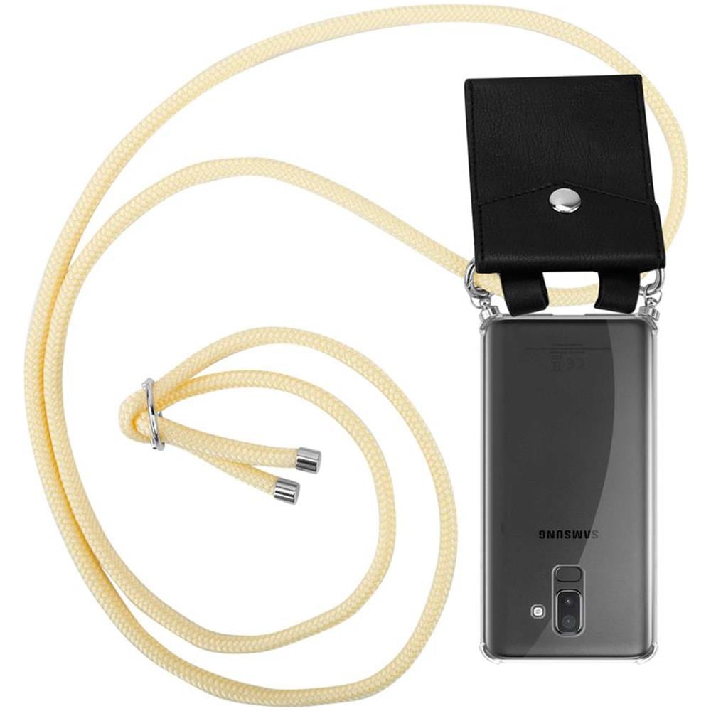 Catena Di Telefoni Cellulari Compatibile Con Samsung Galaxy J8 2018 In Crema Beige - Coperchio Protettivo In Silicone Con Anelli D'argento, Cinturino In Corda E Custodia Staccabile - Foto 1