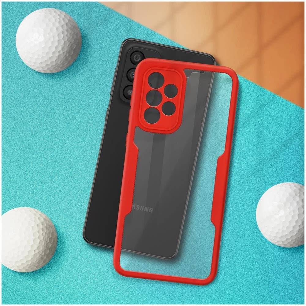 Cover Samsung Galxy A33 5g Retro Plexiglass Fronte Polimero Bordo Rosso - Foto 2