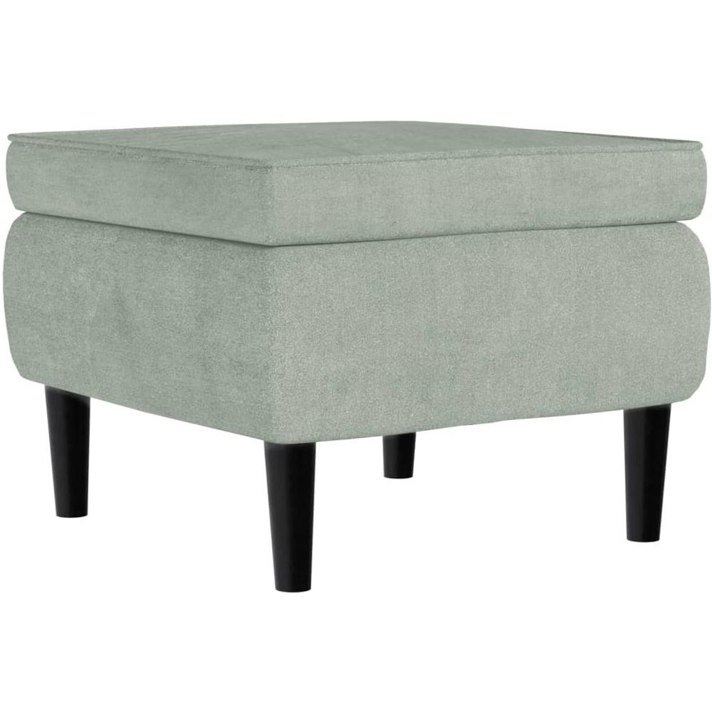 Poggiapiedi con Gambe in Legno Grigio Chiaro in Velluto - Foto 1