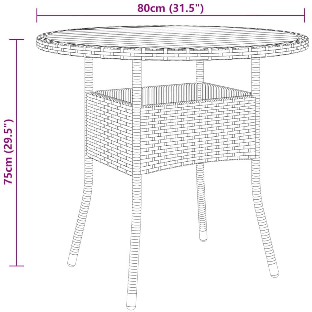 Set Da Pranzo Per Giardino 5 Pz In Polyrattan Nero - Foto 7