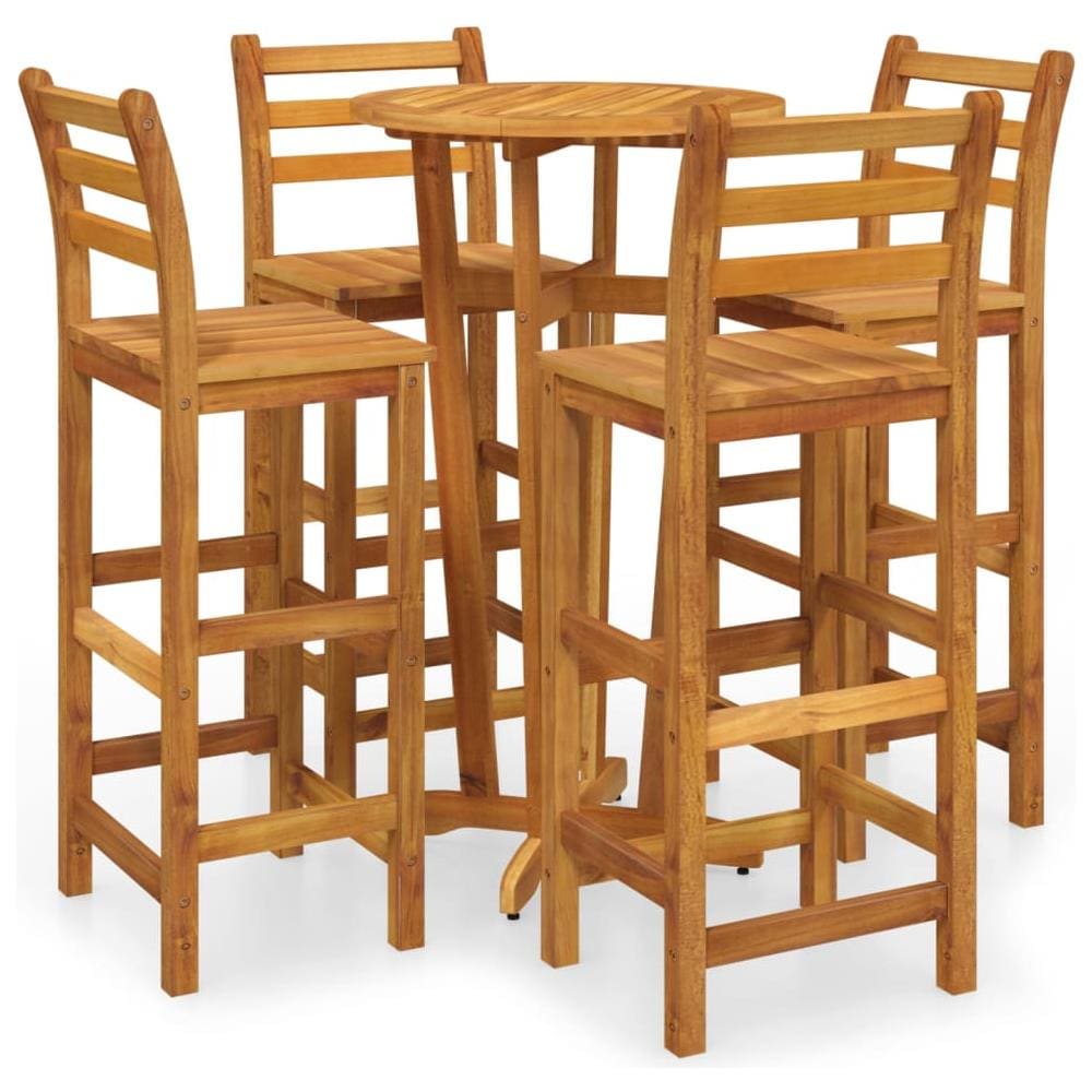 Set da Bar da Giardino 5 pz in Legno Massello di Acacia - Foto 2