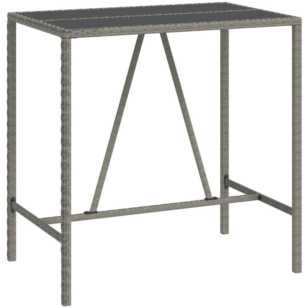 Tavolo Da Bar Con Piano In Vetro Grigio 110x70x110cm Polyrattan - Foto 2