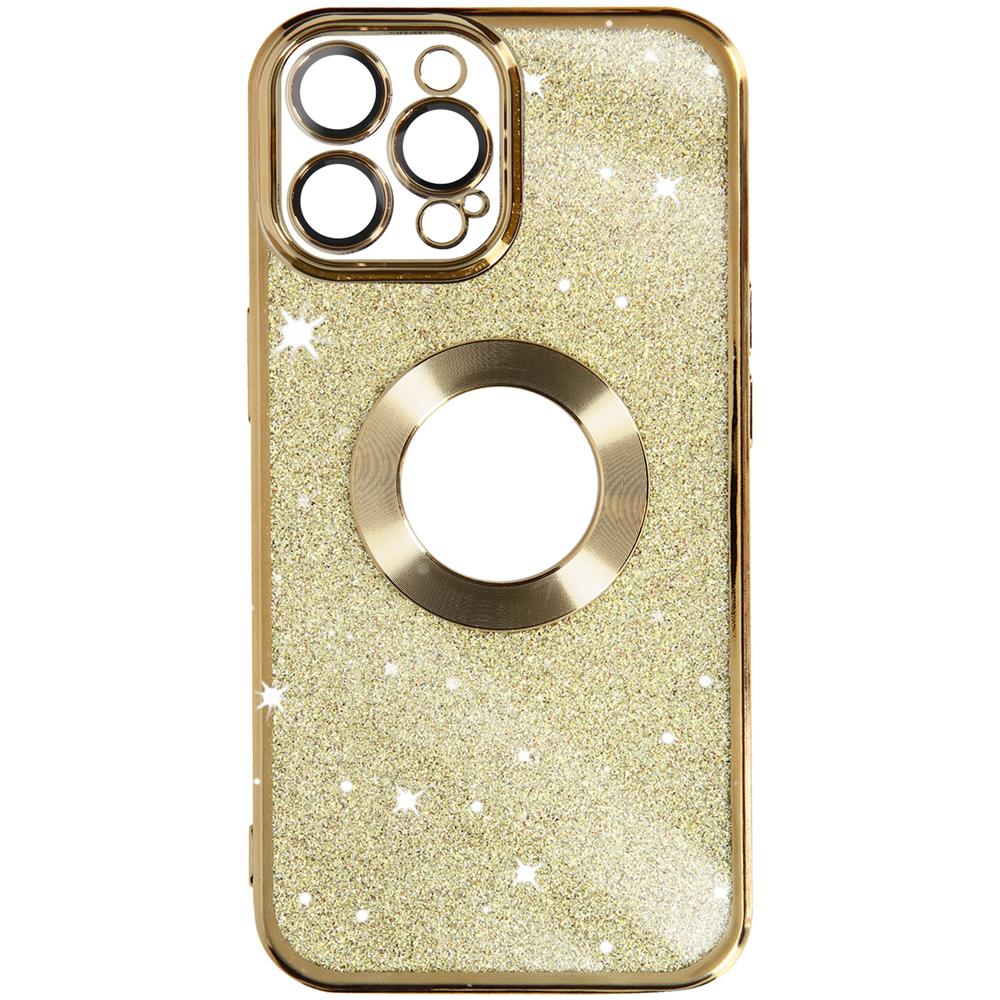 Cover Per Iphone 13 Pro Max Glitter Amovibile Silicone Gel Protecam Spark Oro - Foto 1