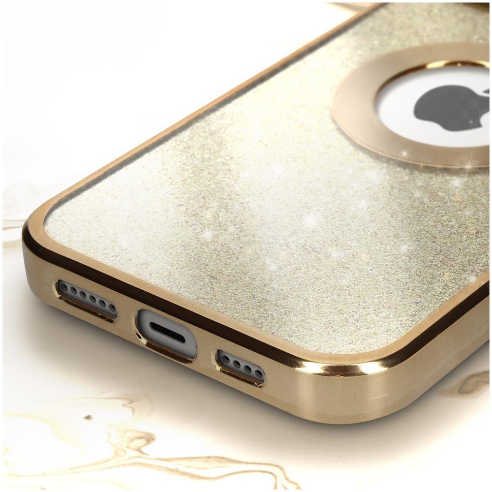 Cover Per Iphone 13 Pro Max Glitter Amovibile Silicone Gel Protecam Spark Oro - Foto 5