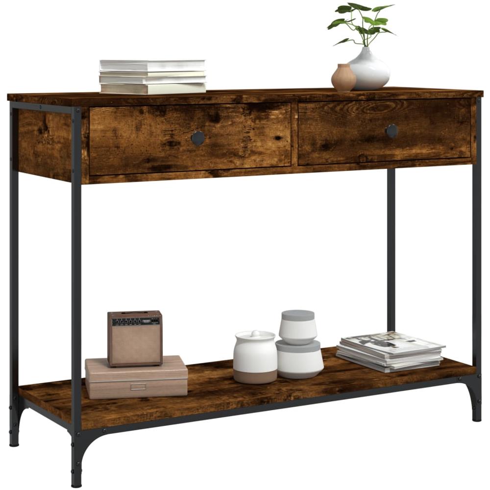 Tavolino Consolle Rovere Fumo 100x34,5x75cm Legno Multistrato - Foto 3